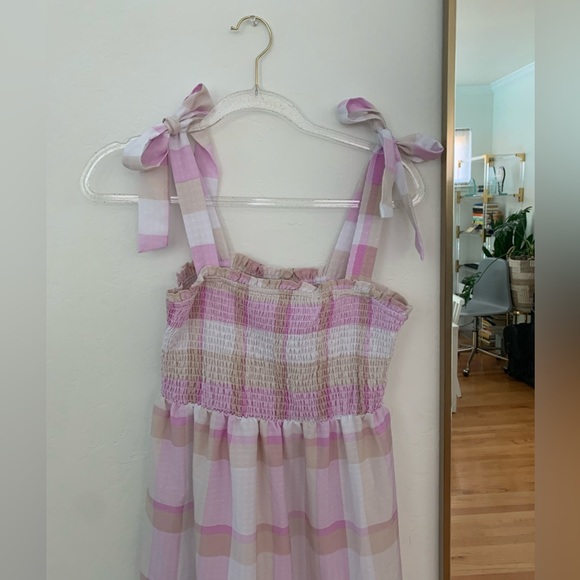 Summer pink checks gingham dress barbie style - Picture 2 of 6